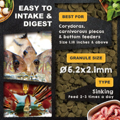 Ultra Fresh alimento con probióticos para el sistema digestivo de peces de fondo.