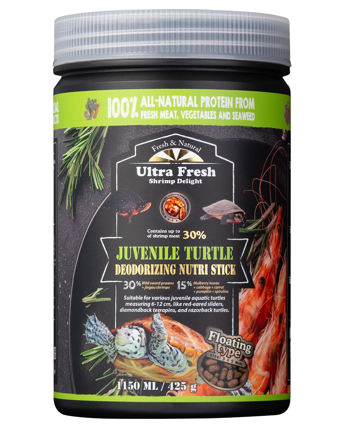Ultra Fresh alimento para tortugas juveniles flotante facilita la ingesta diaria