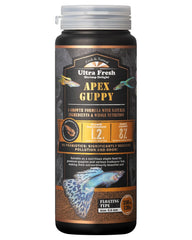 Alimento Ultra Fresh Apex Guppy: ingredientes naturales visibles para nutrición equilibrada.