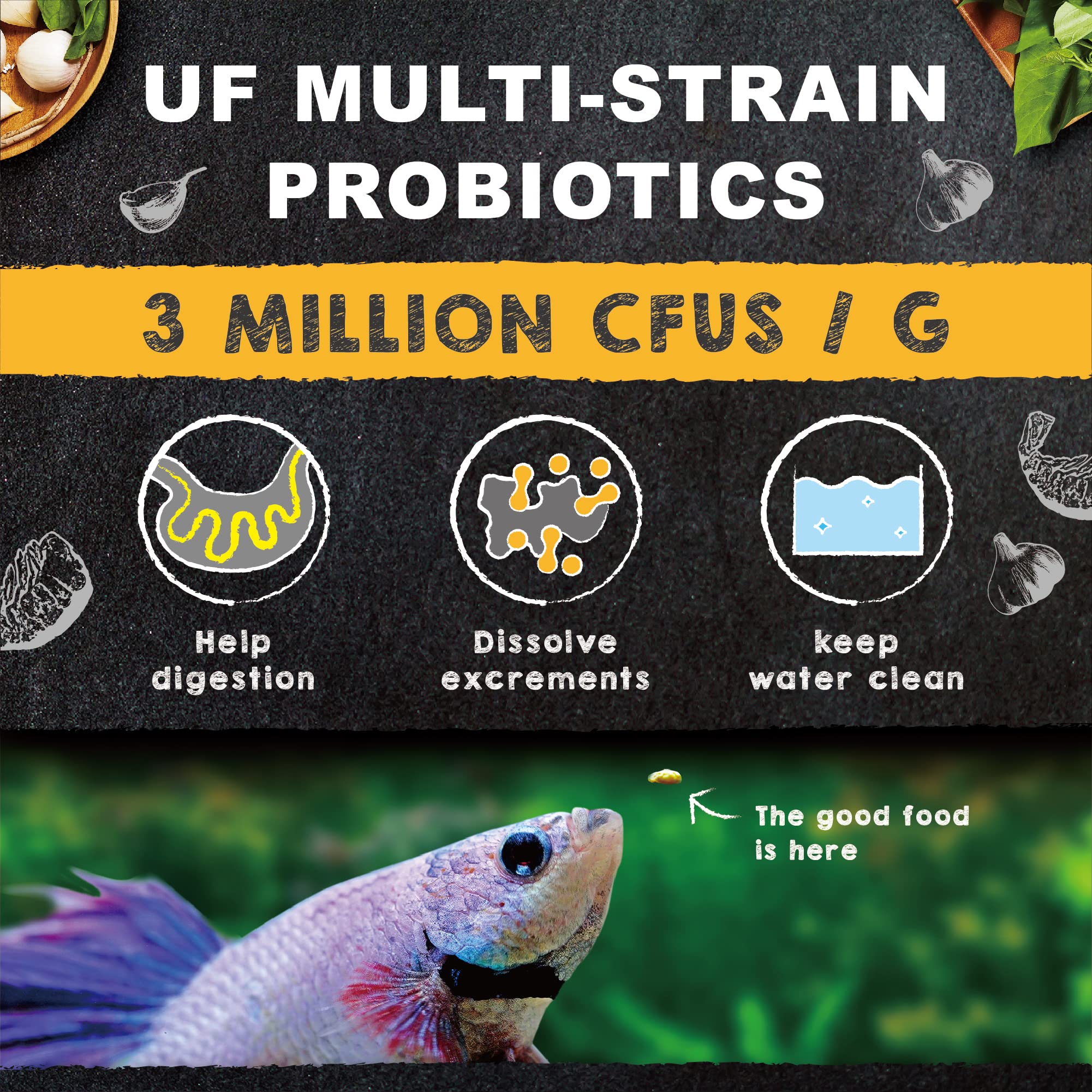 Ultra Fresh Betty Patty probióticos 3 millones UFC/g, ayuda a la digestión y al agua.