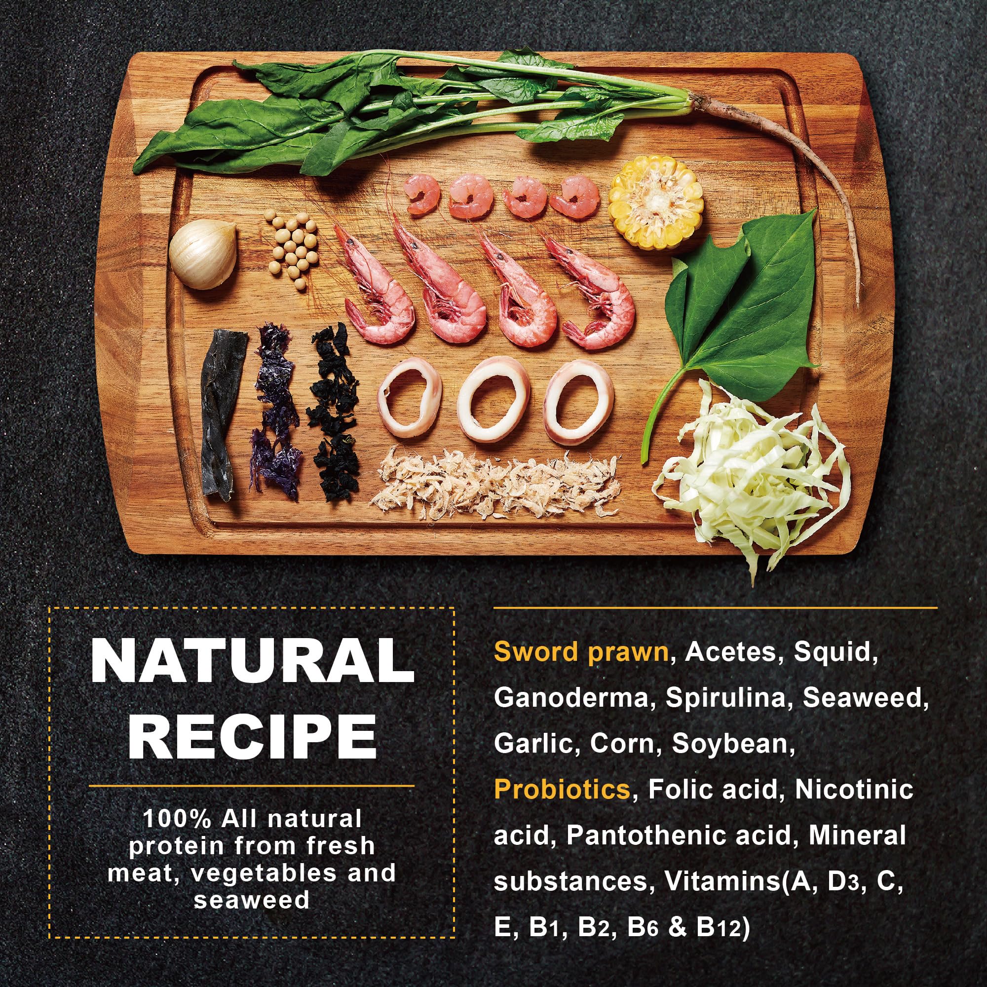 Ingredientes naturales Ultra Fresh Royal Cichlid para coloración vibrante.