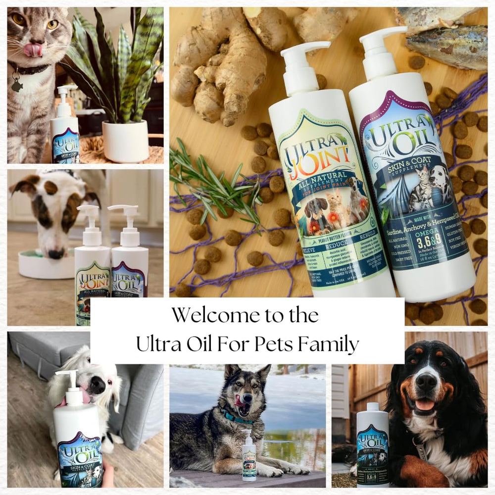 Ultra Oil Skin & Coat Supplement apoyo digestivo suave para perros y gatos.