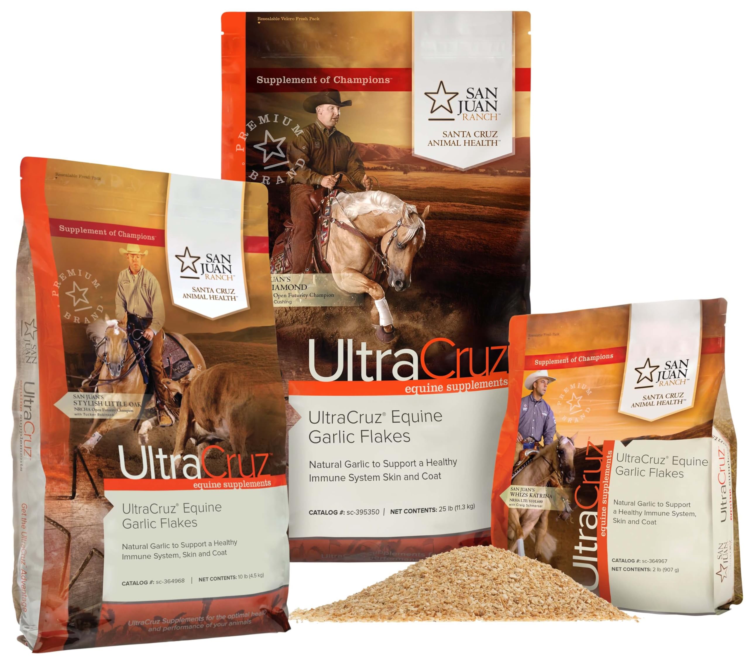 UltraCruz Ajo en escamas para caballos, uso diario y seguro.
