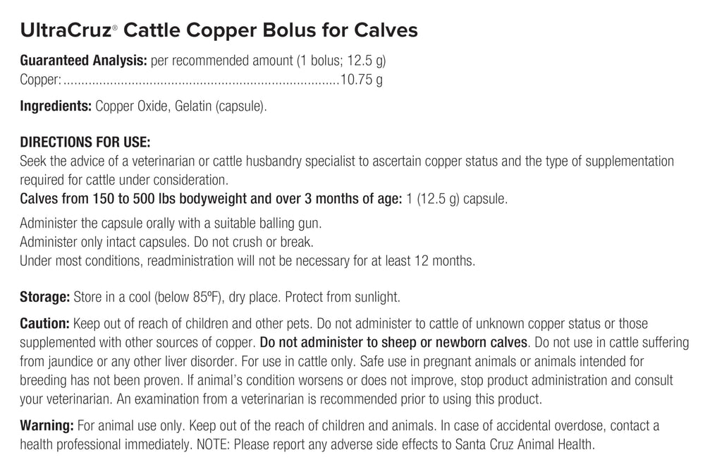 UltraCruz bolus cobre para ganado, favorecer salud reproductiva y crecimiento.
