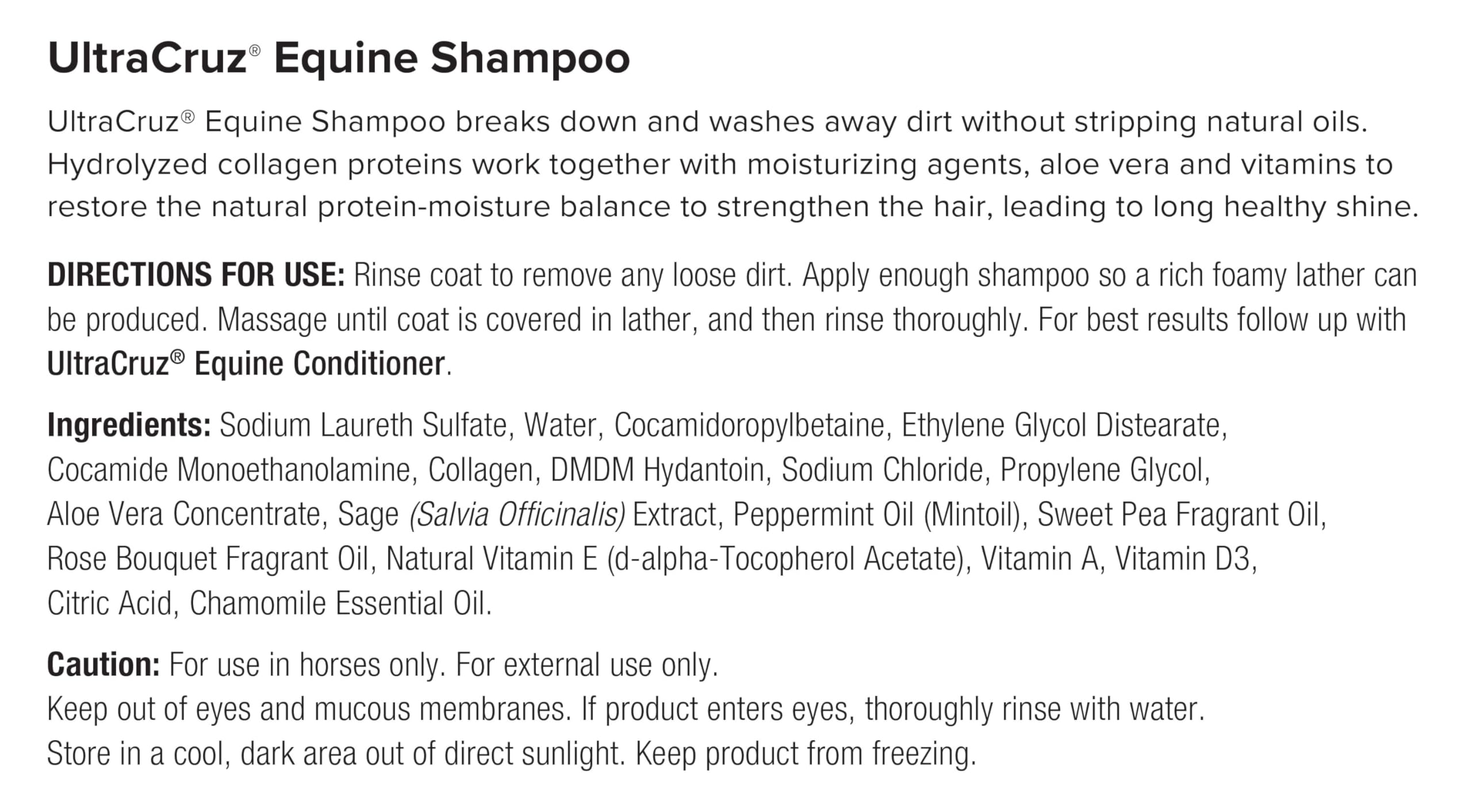UltraCruz champú equino proteinas hidratacion, restaura humedad del cabello