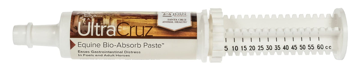 UltraCruz Equine Bio-Absorb pasta lista para administración, brindando apoyo digestivo.