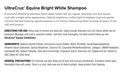 UltraCruz Equine Bright White Shampoo: textura cremosa que facilita la limpieza suave.