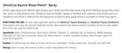 UltraCruz Equine Show Polish Spray: repelente de suciedad entre cepillados