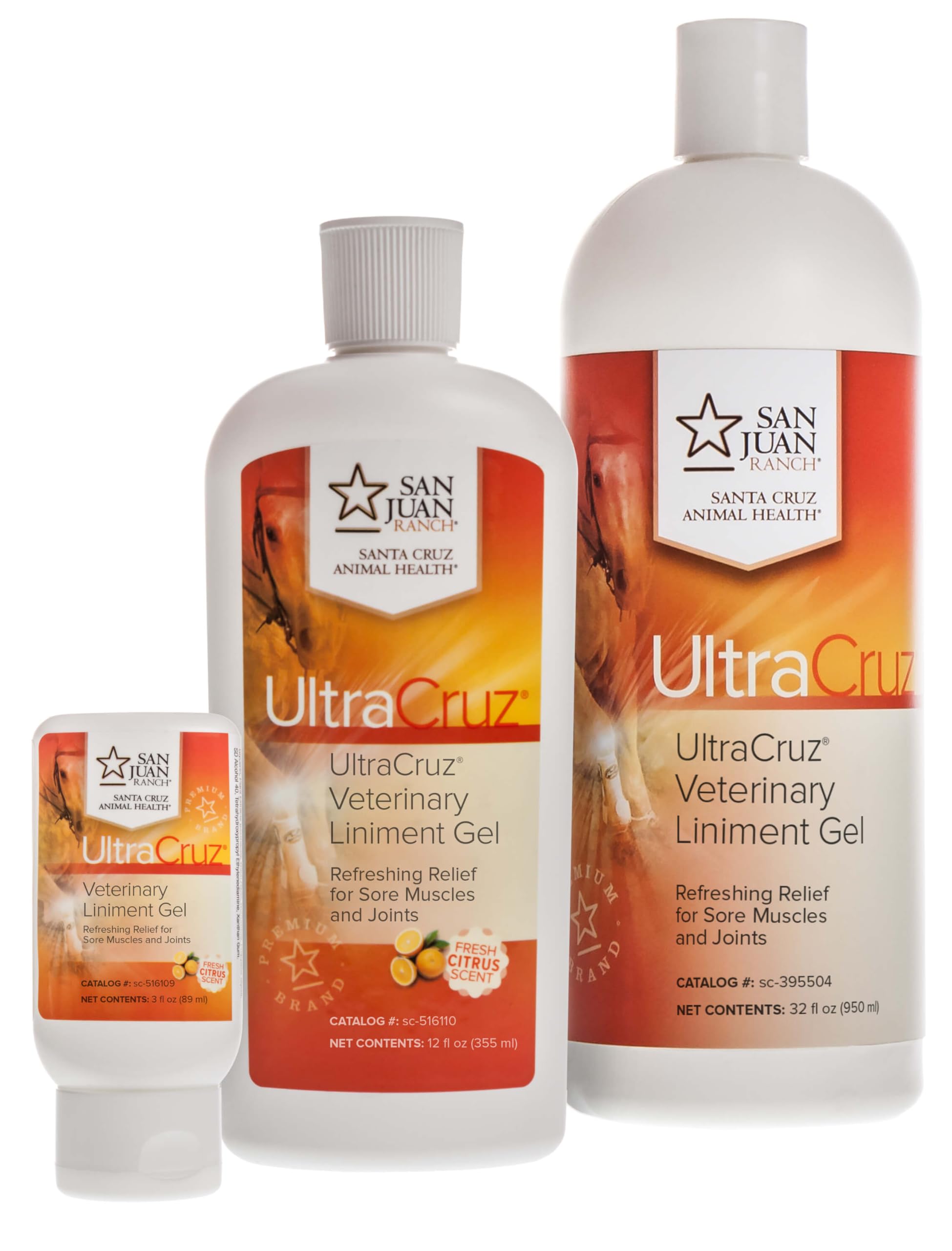 Envase de UltraCruz linimento gel 32 oz listo para uso diario.