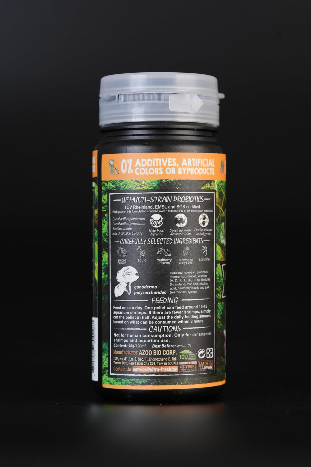 Ultra Fresh Alimento para langostinos, presentación de 58 g lista para usar.