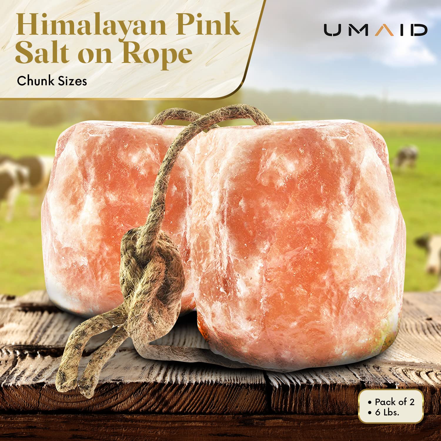 UMAID sal de Himalaya en cuerda, diseño duradero y sin conservantes