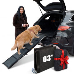 Umhu Wood rampa para perros de 63 pulgadas facilita la entrada al coche.