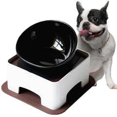 Umisun plato cerámico negro de boca ancha para bulldog, cómodo para comer.