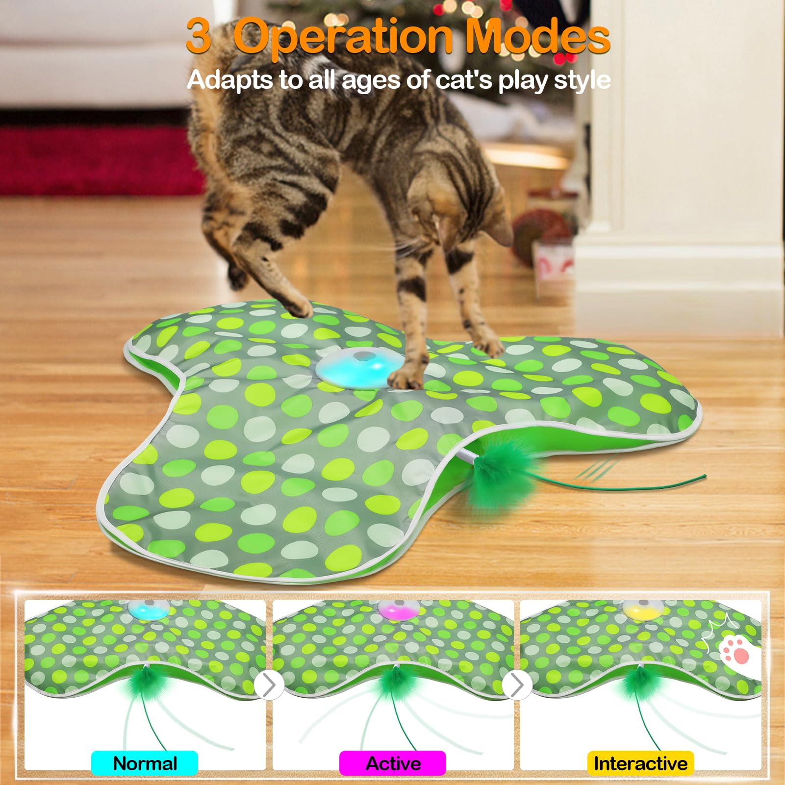 Umosis tres modos de juego para variedad de estimulación felina.