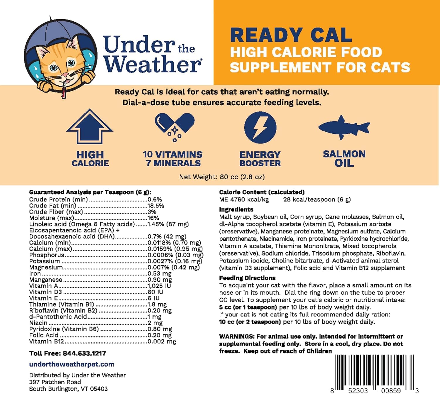 Under the Weather Ready Cal, uso diario en gatos para aporte nutricional