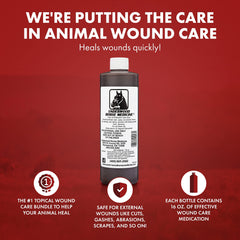 Underwood Horse Medicine: aplicación suave para heridas en caballos sin irritación.