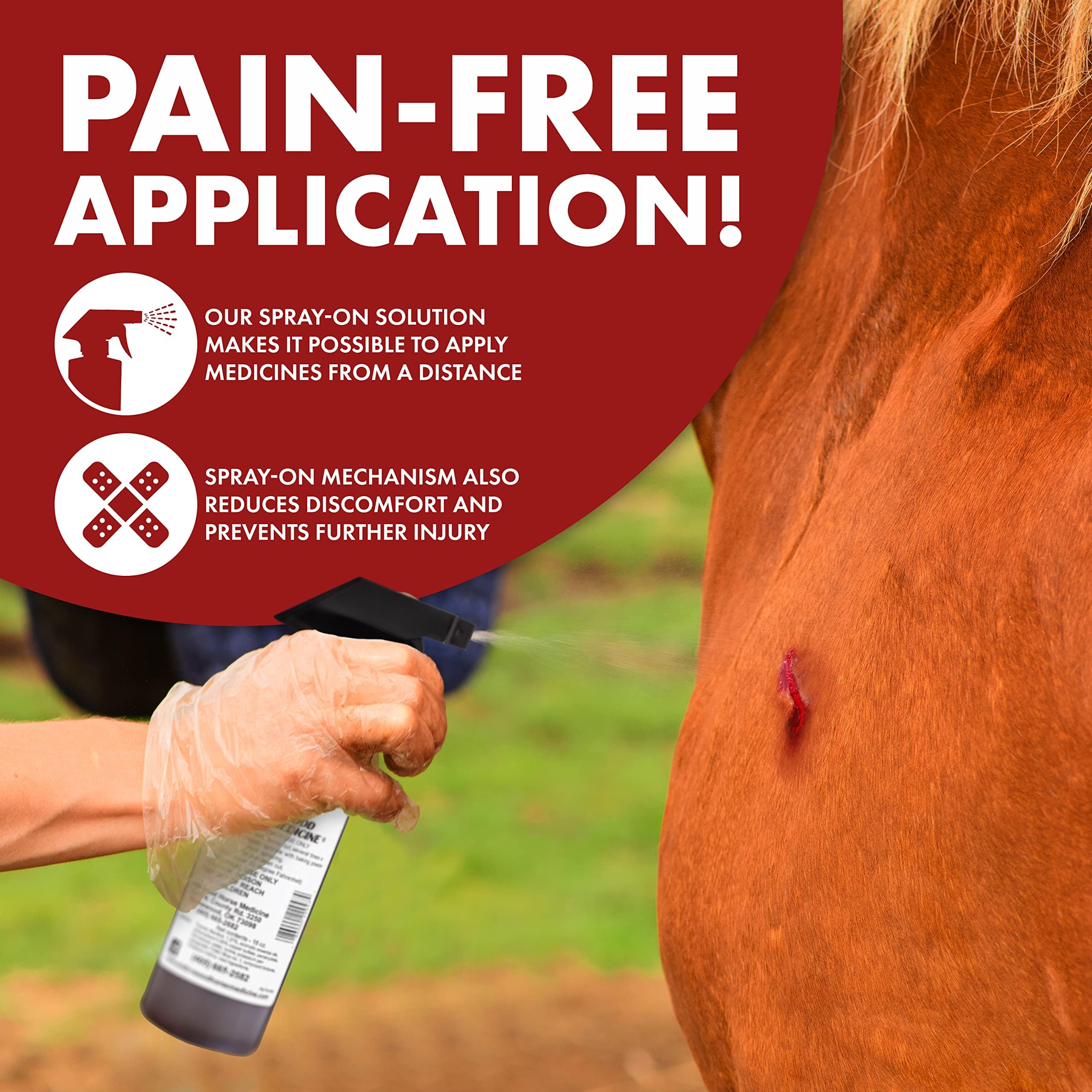 Underwood Horse Medicine aplicación suave sin picor, apta para perros y caballos.