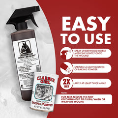 Underwood Horse Medicine spray externo para heridas, usable en varios animales.