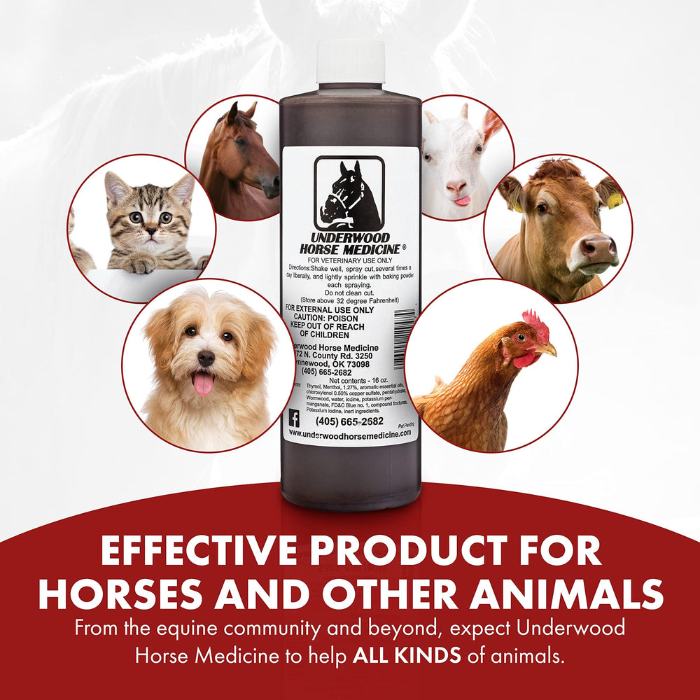 Underwood Spray para heridas: alivio seguro para lesiones en caballos y perros.