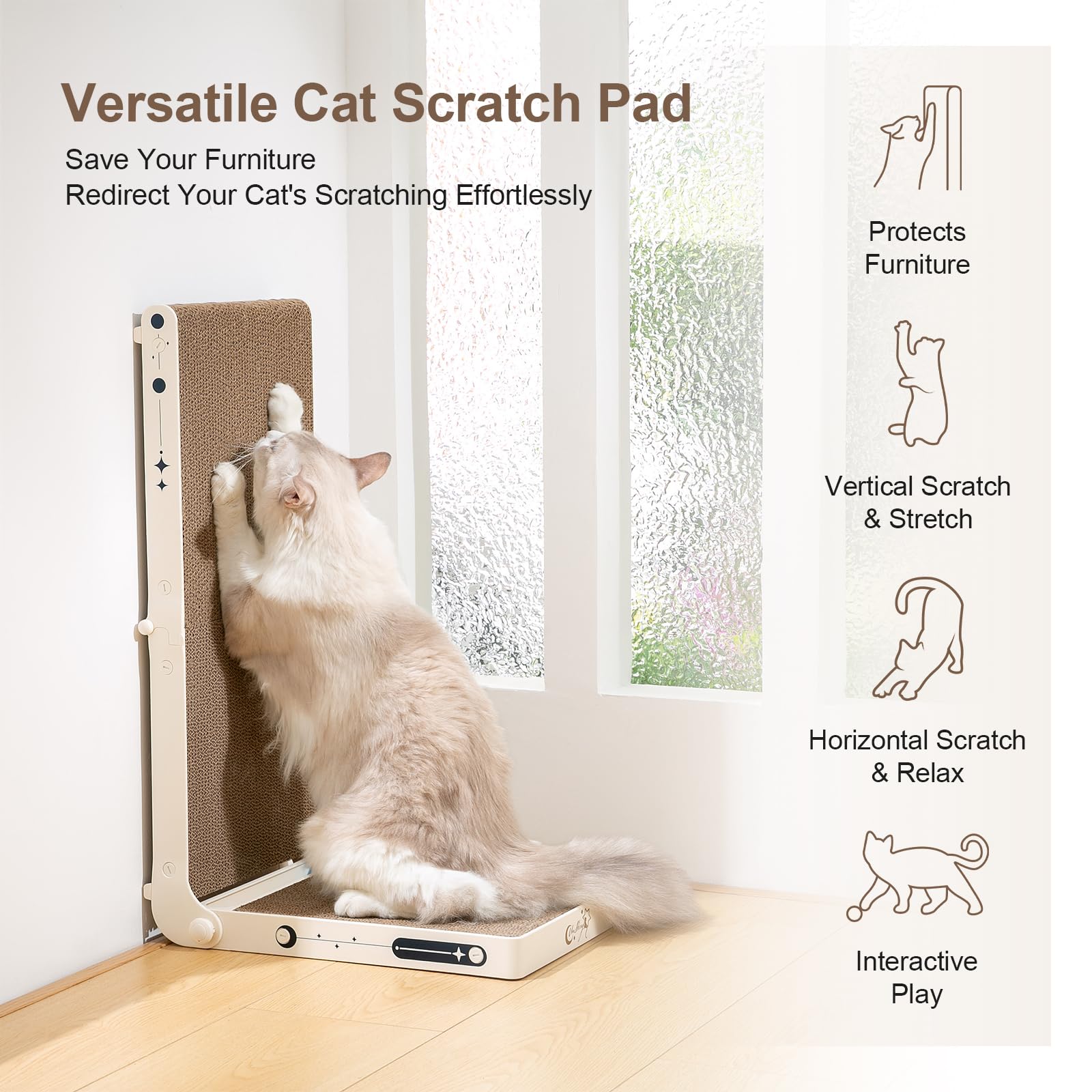 UniBlissy rascador-gato cartón de alta densidad para proteger muebles