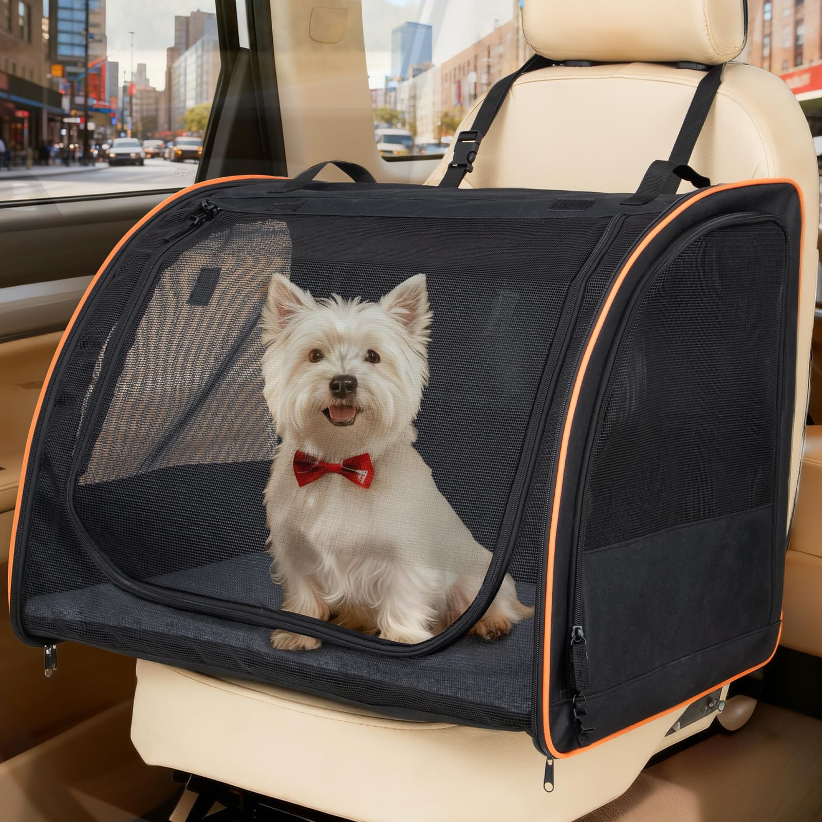 UNICITII asiento para perros en coche con rejilla que favorece la circulación del aire