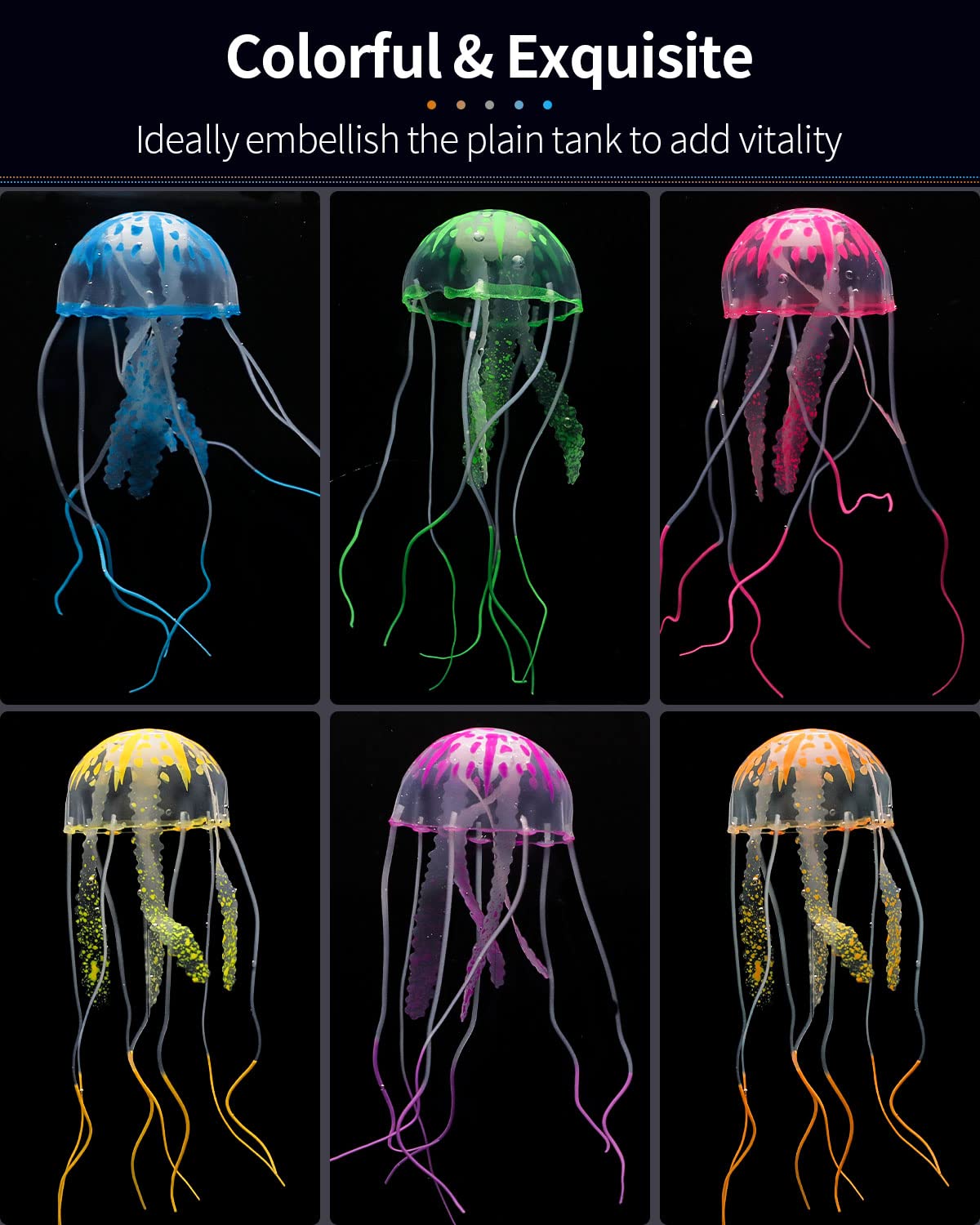 Uniclife medusas amarillas para acuario, brillo ligero bajo luz actínica