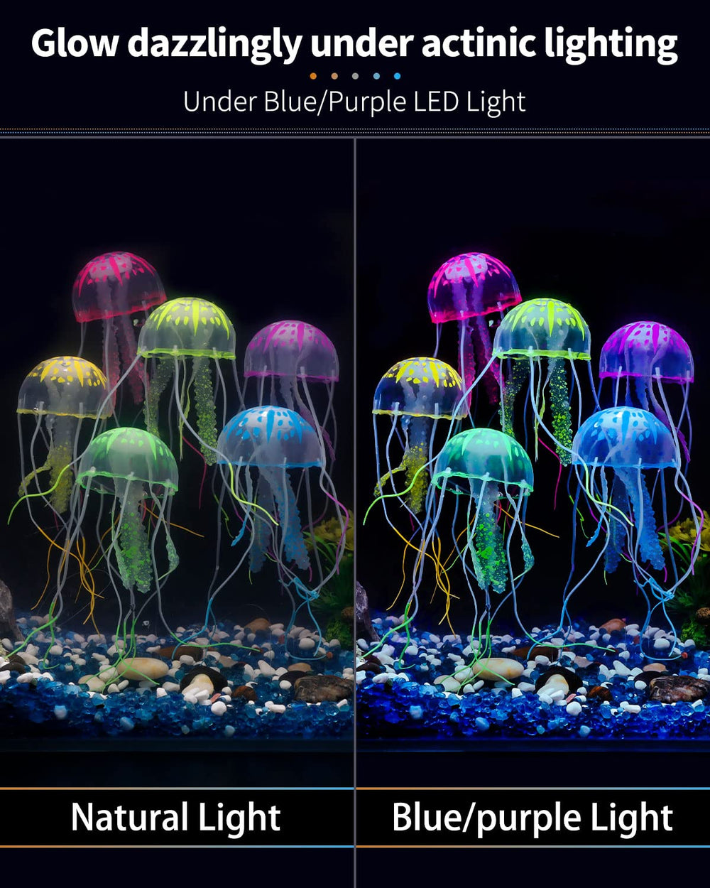 Uniclife medusas púrpuras para acuario, contraste atractivo