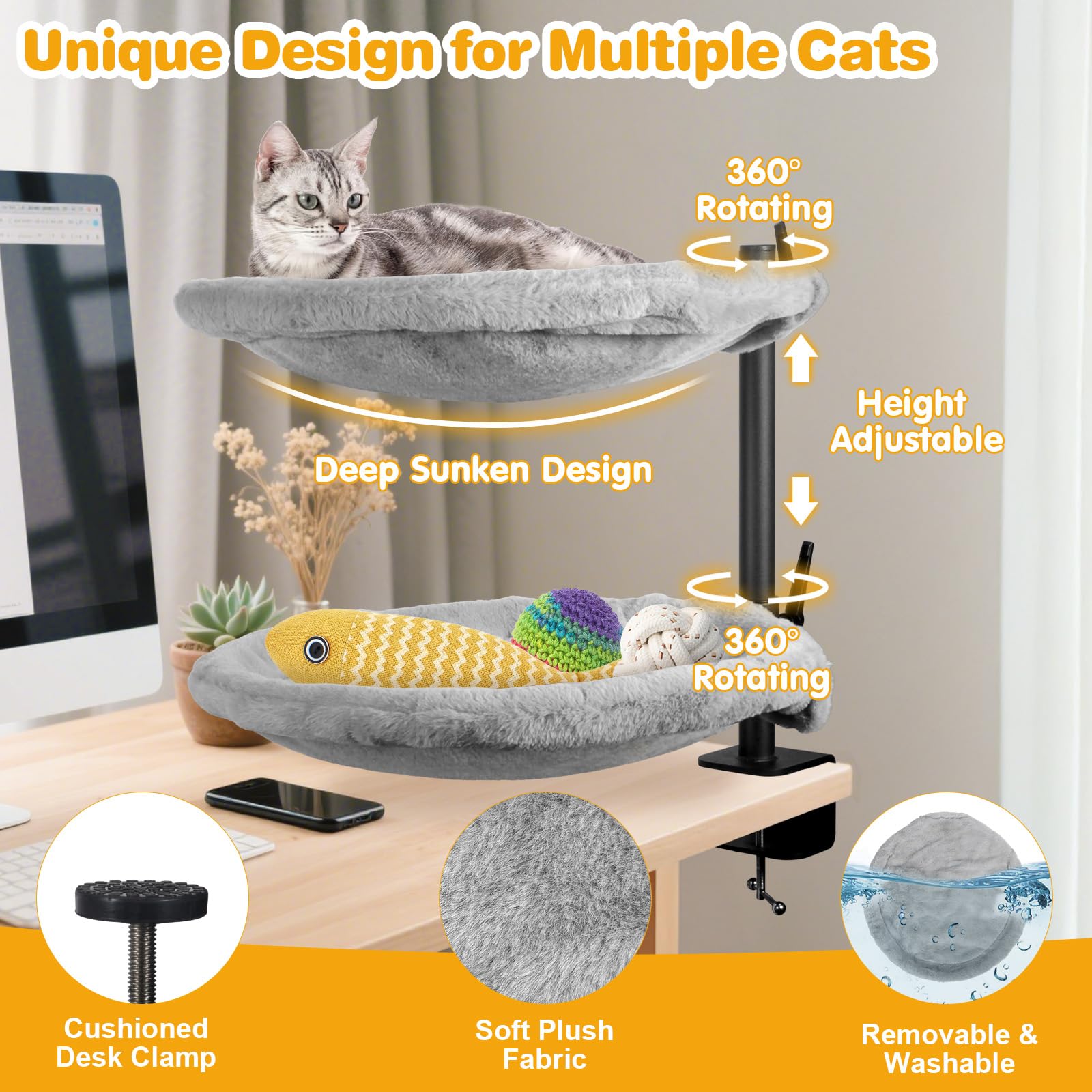 Unidevice estructura de metal resistente para dos gatos, estable y seguro
