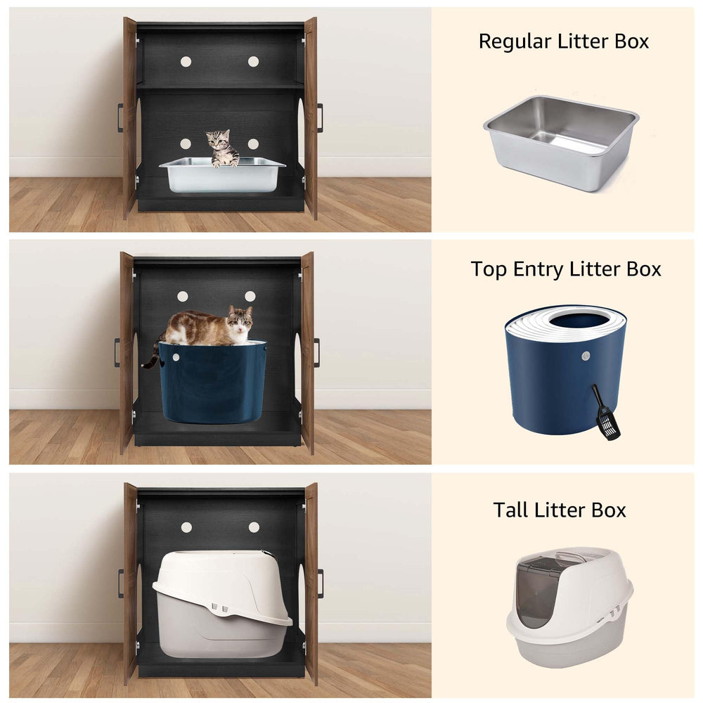 Puertas con imanes del armario arenero Unipaws para limpieza rápida.