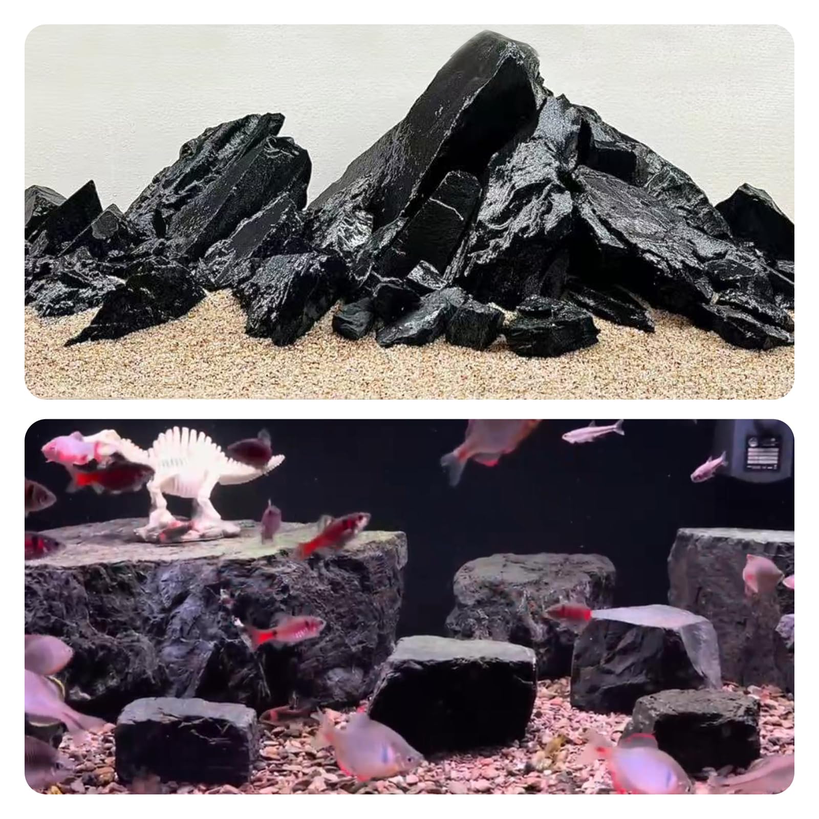 Unocho piedras-acuario-negro-4: piedra para apilar y crear formaciones naturales.