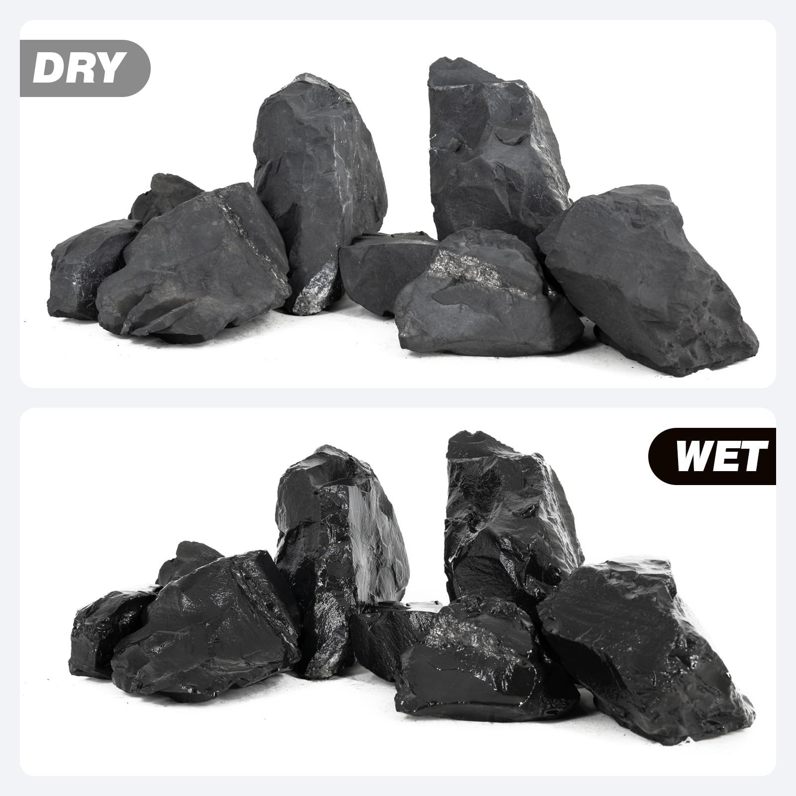 Unocho piedras-acuario-negro-5: piedra negra que realza colores y texturas del acuario.