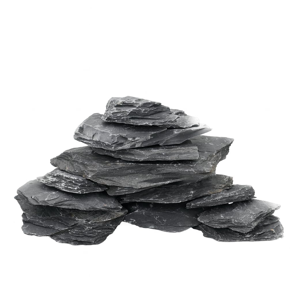 Unocho pizarra natural, textura oscura, ideal para acuario y terrario, crea refugios naturales.