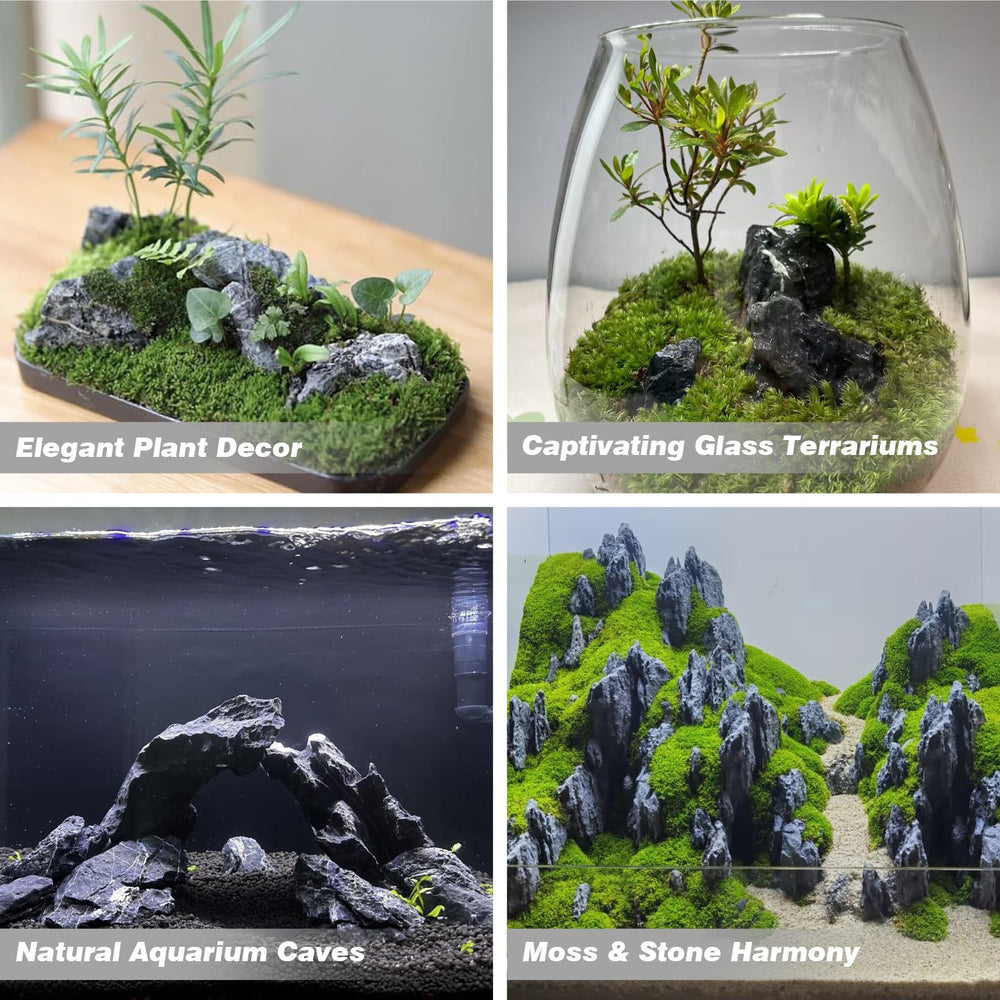 Piedras Seiryu para acuario con temática de río, crean lecho natural y flujo suave.