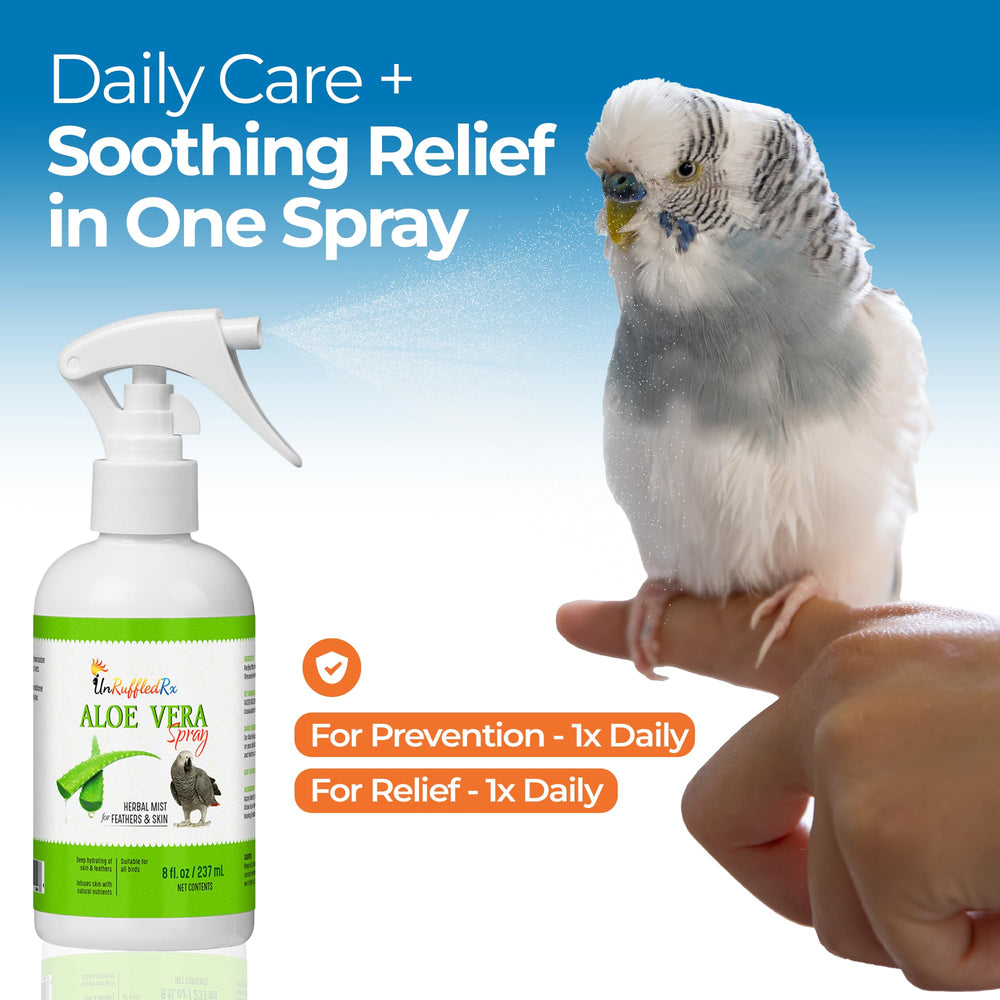 UnRuffledRx Aloe Vera Bird Spray: fabricado en Estados Unidos para calidad.