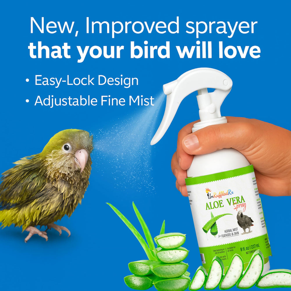 UnRuffledRx Aloe Vera Bird Spray: seguro si se ingiere durante acicalamiento.