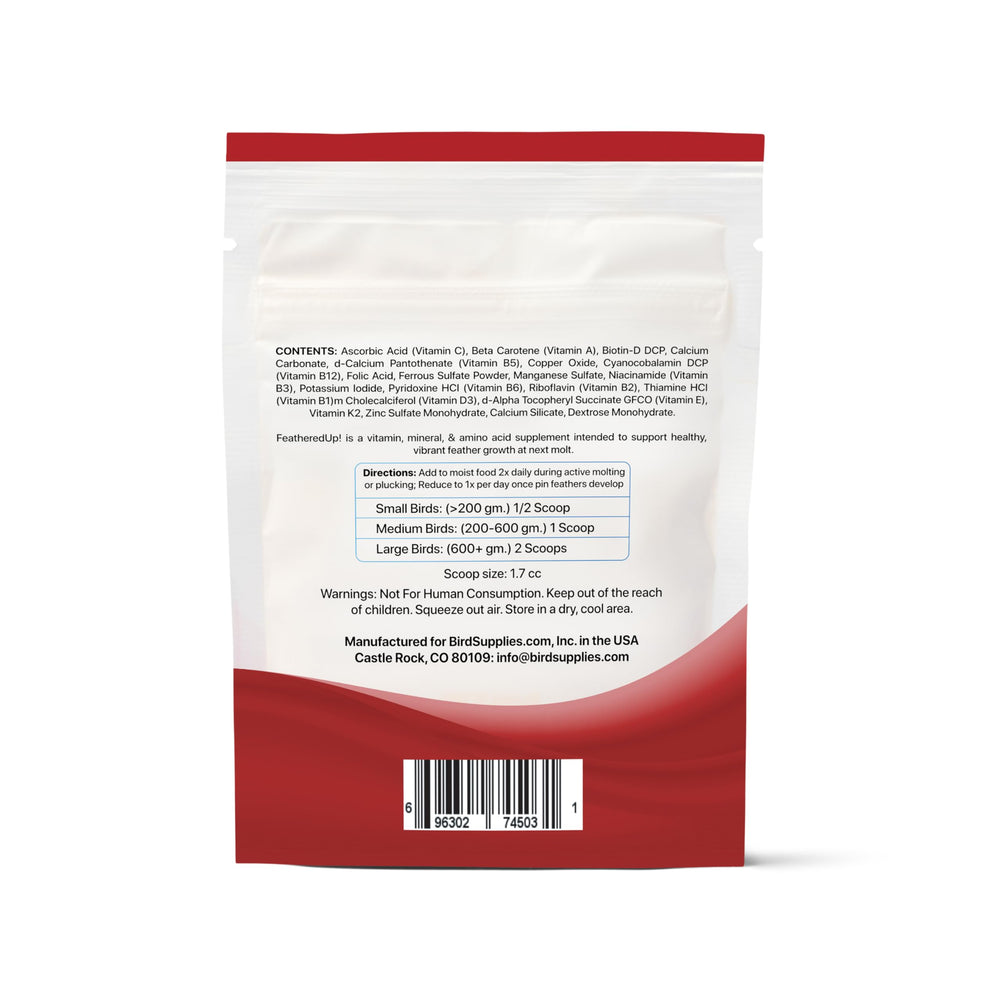 UnRuffledRx FeatherUp! ingredientes clave para crecimiento saludable de plumas.