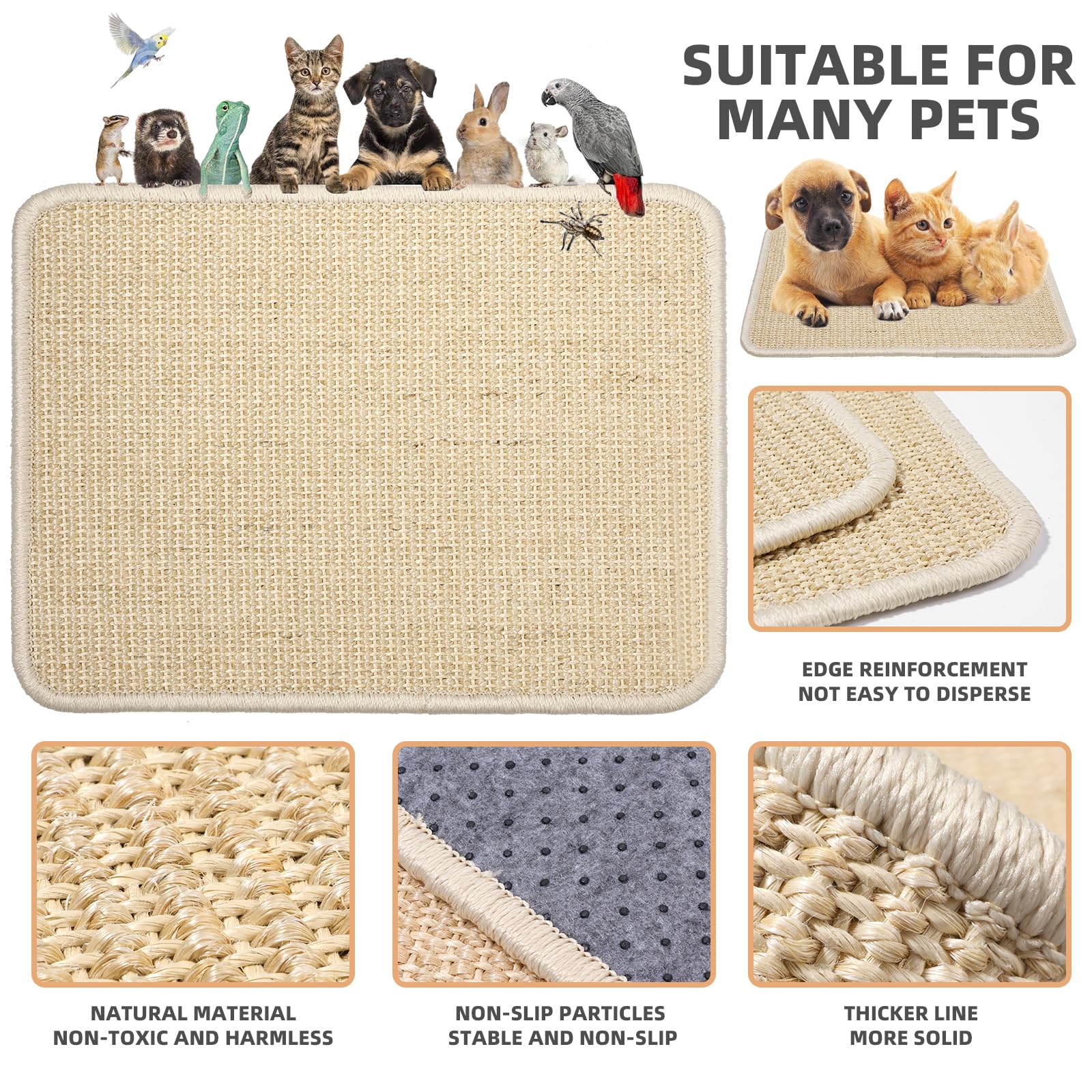Uotey rasca-sisal con base antideslizante para estabilidad durante el uso.
