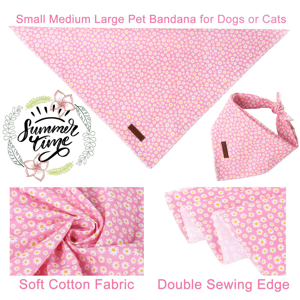 Bandana UP URARA PUP con patrón rosa daisy, ajuste cómodo para perros grandes