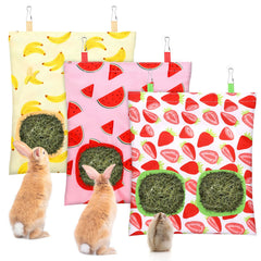 UPINS bolsa de heno con patrón-fruta, ideal para mantener el heno seco y accesible.