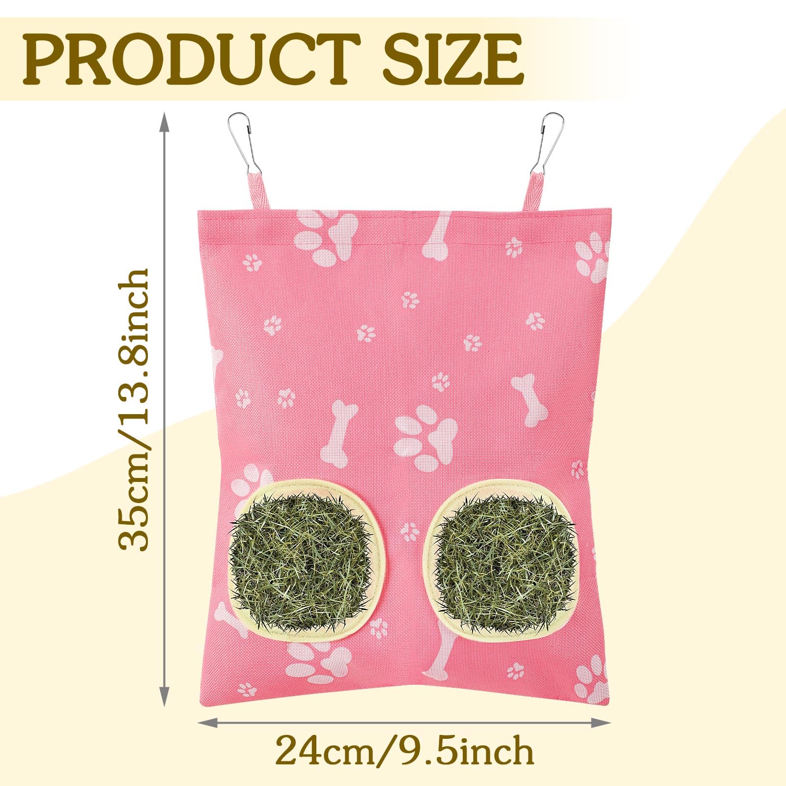 UPINS bolsa heno cuy colgante, dos huecos, diseño práctico para varias mascotas.