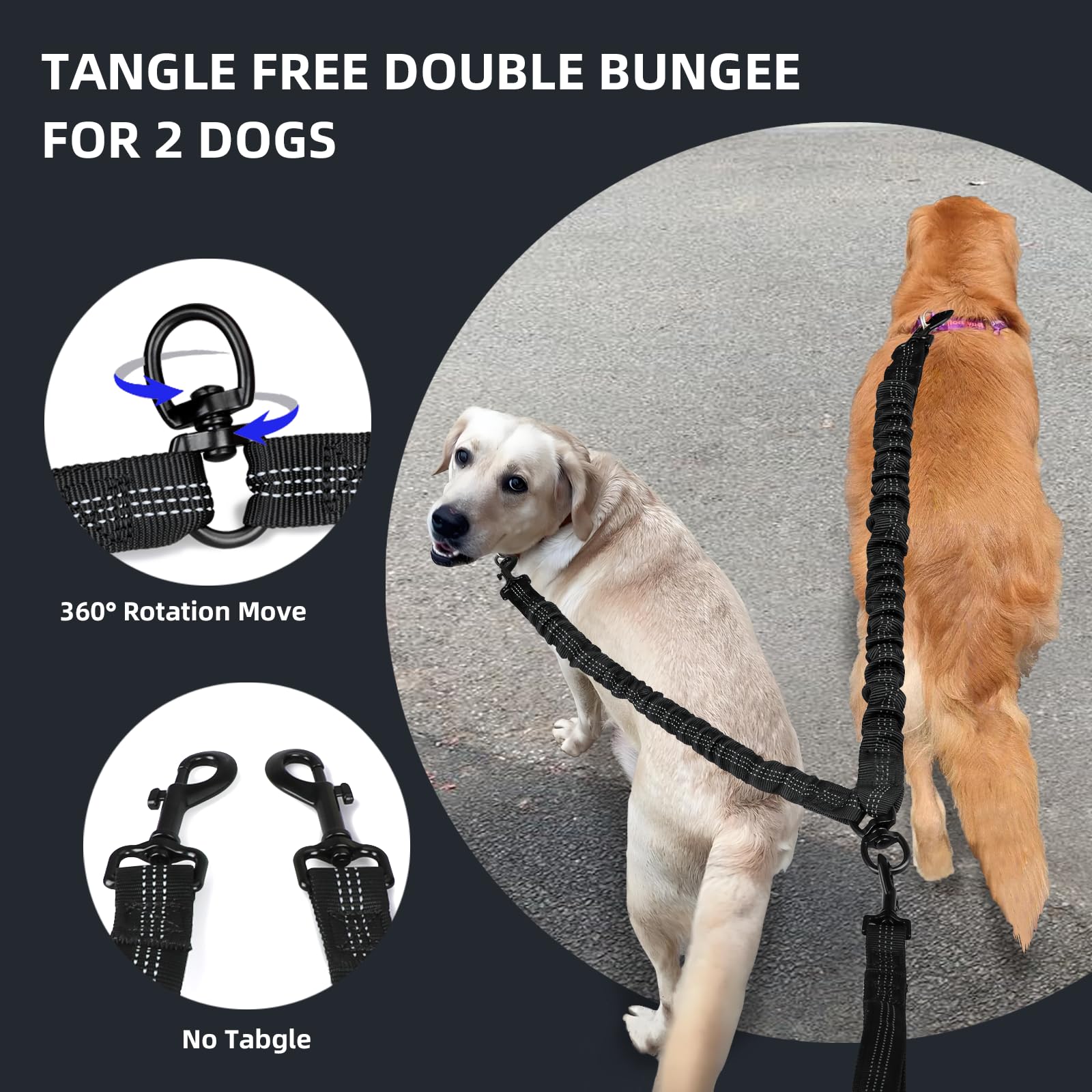 Uppetly cuerda elastica reflectiva que absorbe tirones de perros activos