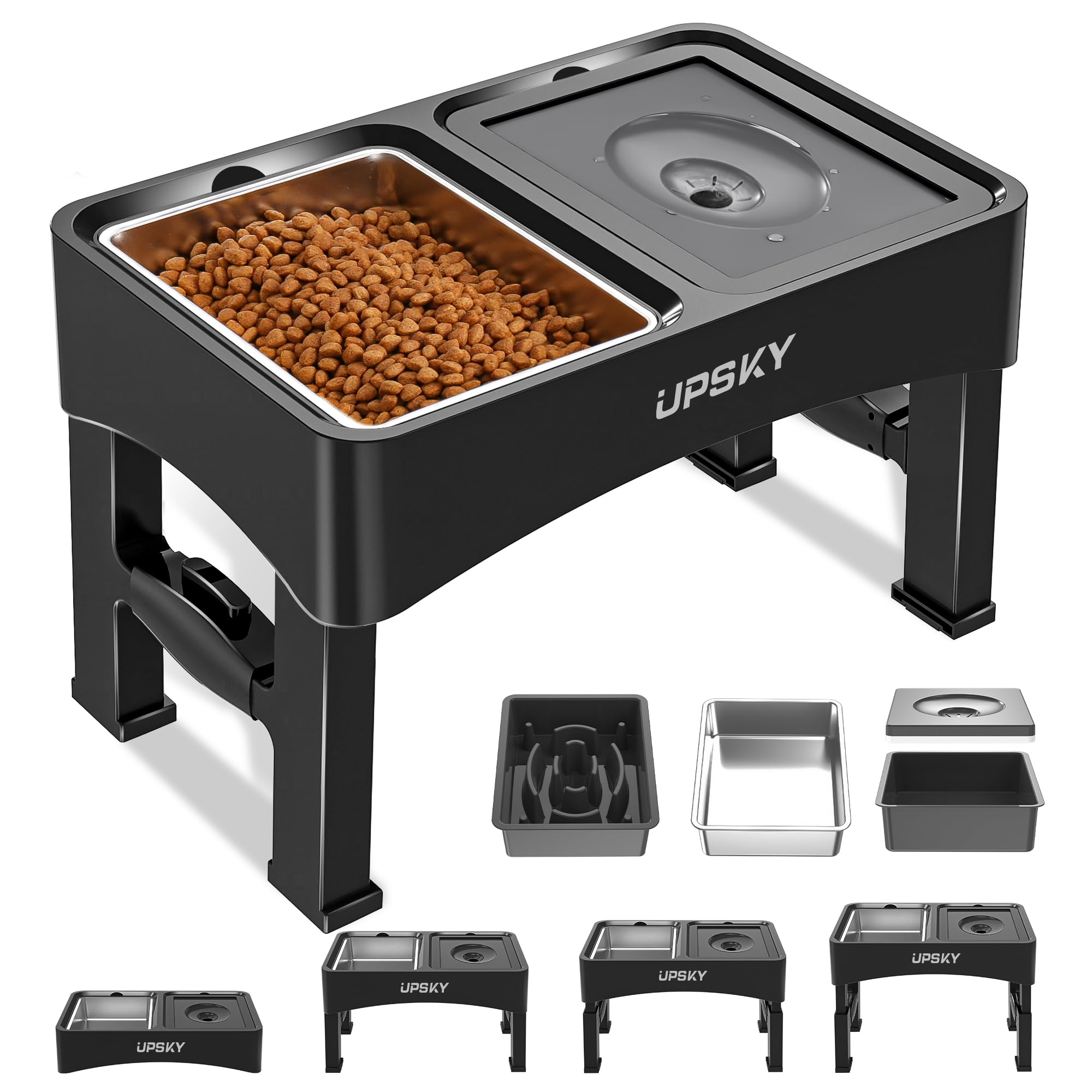 Upsky 3 en 1 tazón elevado para perros, enfoque ergonómico y comodidad al comer.