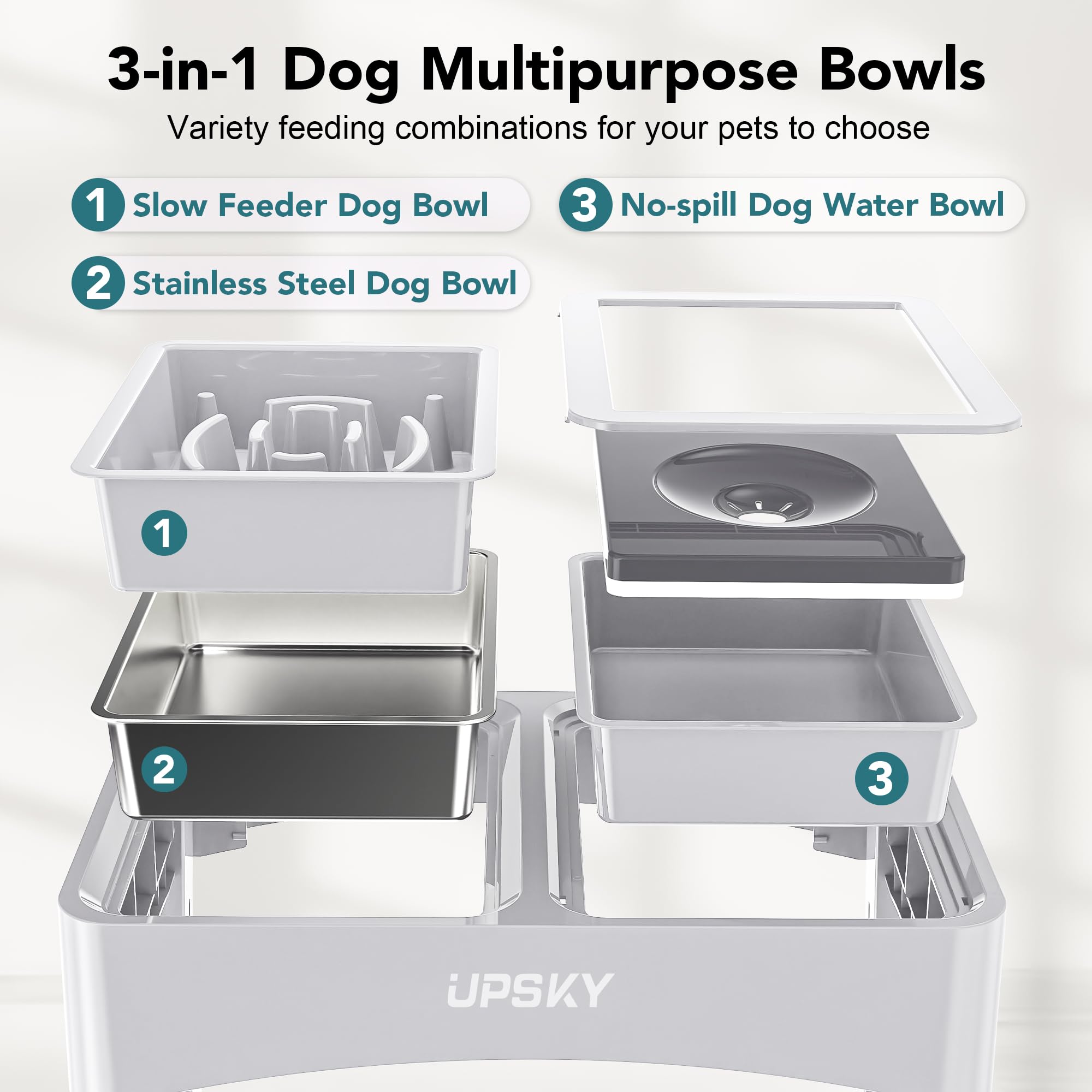 Upsky tazón de acero inoxidable para perro, duradero y fácil de limpiar