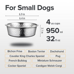 Bol URBUDDIES en acier inox martelé, compatible lave-vaisselle et facile à nettoyer.