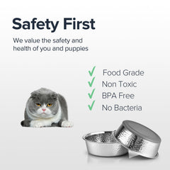 URBUDDIES plato para gato acero inoxidable apto para lavavajillas, fácil de limpieza diaria.