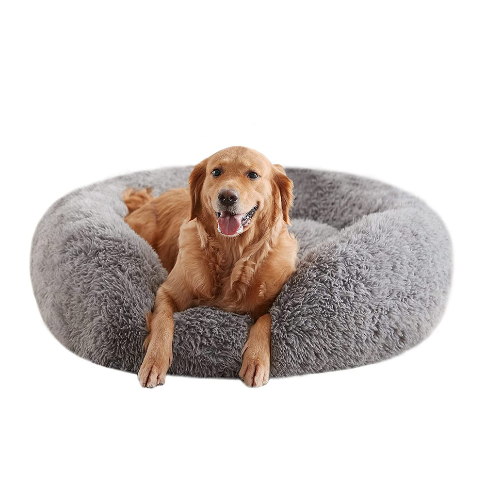 URGVANZ PET cama calma para perros grandes en forma de rosquilla, sensación de seguridad.