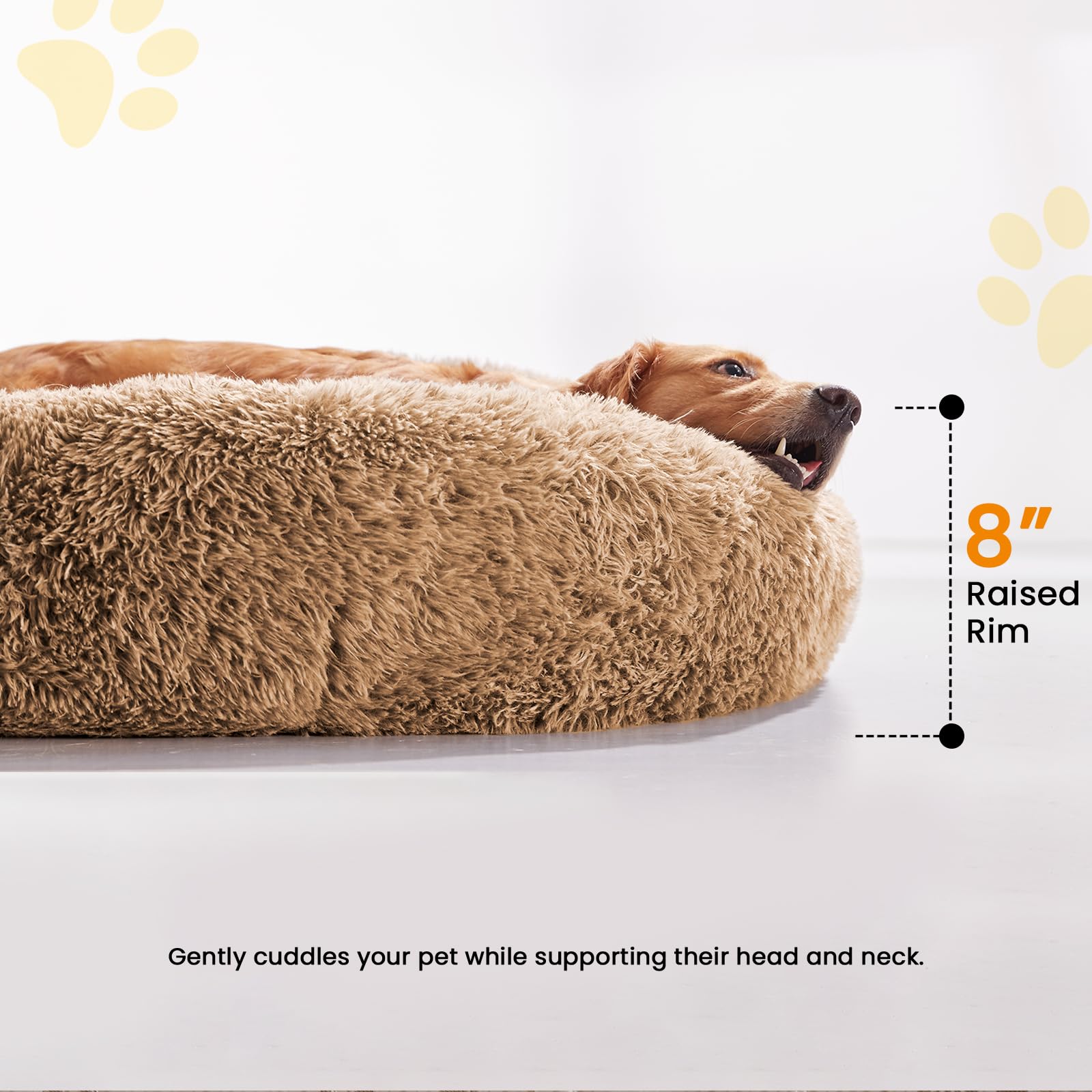 URGVANZ PET cama en forma de rosquilla, borde alto, mayor apoyo.