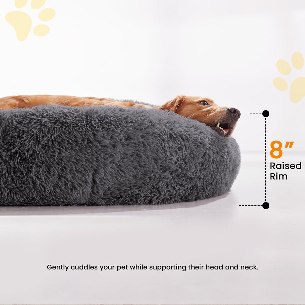 URGVANZ PET cama para perro grande, tejido felpa larga para abrigo cálido.
