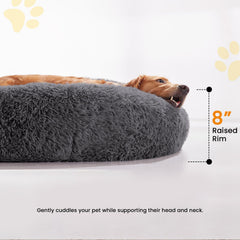 URGVANZ PET cama para perro grande, tejido felpa larga para abrigo cálido.