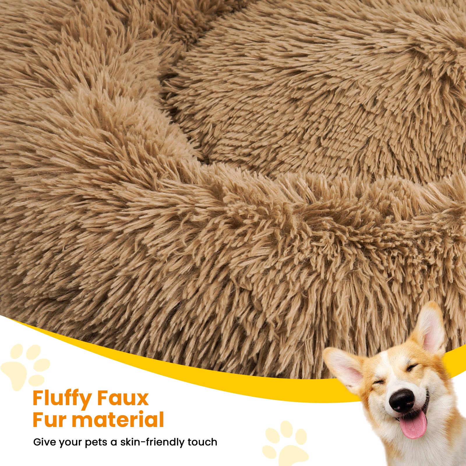 URGVANZ PET cama para perros, detalle de pelo suave, sensación envolvente para siestas.